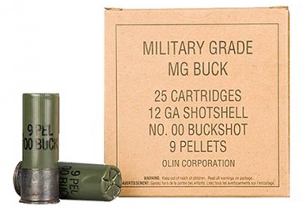 Winchester Military Grade Load 12 ga. 2.75 in. 9 Pellet Buckshot 00 25 rd.