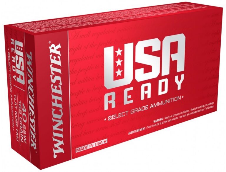 Winchester Ammo RED40 USA Ready 40 S&W 165 gr Full Metal Jacket Flat Nose (FMJF