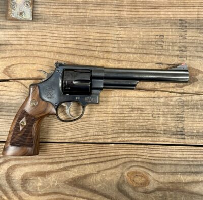 Smith & Wesson Model 29-10, 6.5″ Barrel, 44 Magnum, Double Action, OEM Wood Grips, OEM Case, Wooden Display Case