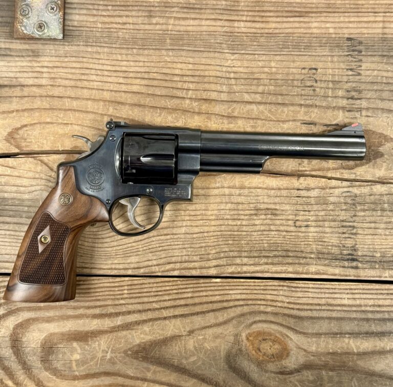 Smith & Wesson Model 29-10, 6.5" Barrel, 44 Magnum, Double Action, OEM Wood Grips, OEM Case, Wooden Display Case