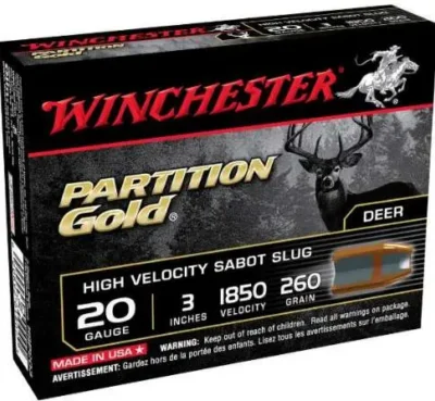 Winchester Ammo SSP203 Partition Gold High Velocity Sabot Slug 20 Gauge 3″ 260 G