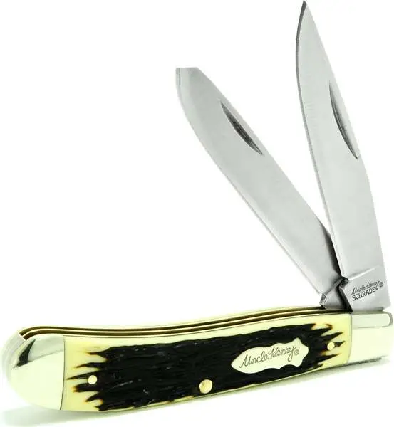 Uncle Henry 285UH Pro Trapper  3.20″ Stainless Steel Clip Point/Spay Staglon Wit