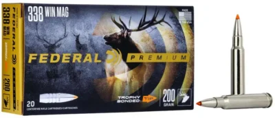 Federal Premium Rifle Ammo 338 Win. Mag. 200 gr. Trophy Bonded Tip 20 rd.