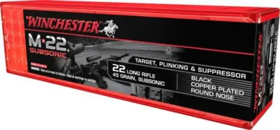 Winchester Ammo S22LRTSUP M-22 Subsonic  22 LR 45 gr Copper-Plated Round Nose 10