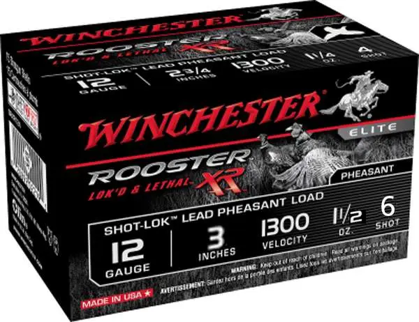 Winchester Ammo SRXR1236 Rooster XR Shot-Lok 12 Gauge 3″ 1 1/2 oz 6 Shot 15 Bx/ Winchester Ammo SRXR1236 Rooster XR Shot-Lok 12 Gauge 3″ 1 1/2 oz 6 Shot 15 Bx/
