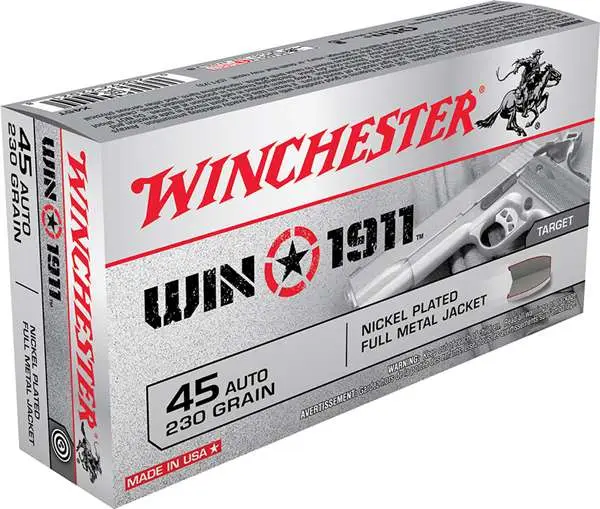 Winchester Ammo X45T Win1911 45 ACP 230 gr Full Metal Jacket (FMJ) 50 Bx/ 10 Cs Winchester Ammo X45T Win1911 45 ACP 230 gr Full Metal Jacket (FMJ) 50 Bx/ 10 Cs