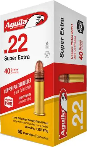 Aguila Super Extra HV .22 Long Rifle Ammunition 2000 Rounds 40 Grain Copper Plated Solid Point