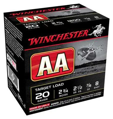 AA Target 20Ga 2.75″ 7/8oz 2.5dr #8 AA Target 20Ga 2.75″ 7/8oz 2.5dr #8
