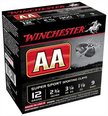 AA SptClay 12Ga 2.75″ 1-1/8oz 3.25dr #9 AA SptClay 12Ga 2.75″ 1-1/8oz 3.25dr #9