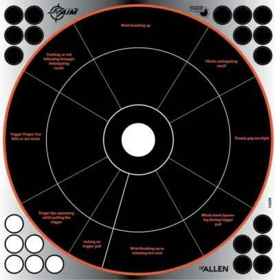 Allen 15239 EZ Aim Reflective Self-Adhesive Paper 12″ x 12″ Bullseye Black/Orang