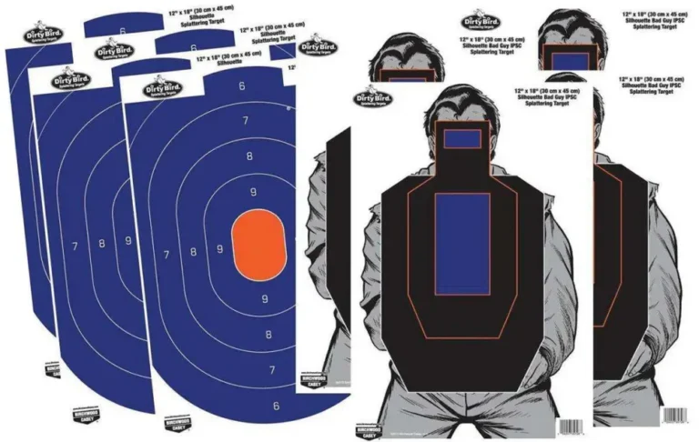 DIRTY BIRD COMBO 12″ X 18″ 4-BLUE/ORANGE OVAL & 4-BAD GUY IPSC SILHOUETTE T DIRTY BIRD COMBO 12″ X 18″ 4-BLUE/ORANGE OVAL & 4-BAD GUY IPSC SILHOUETTE T