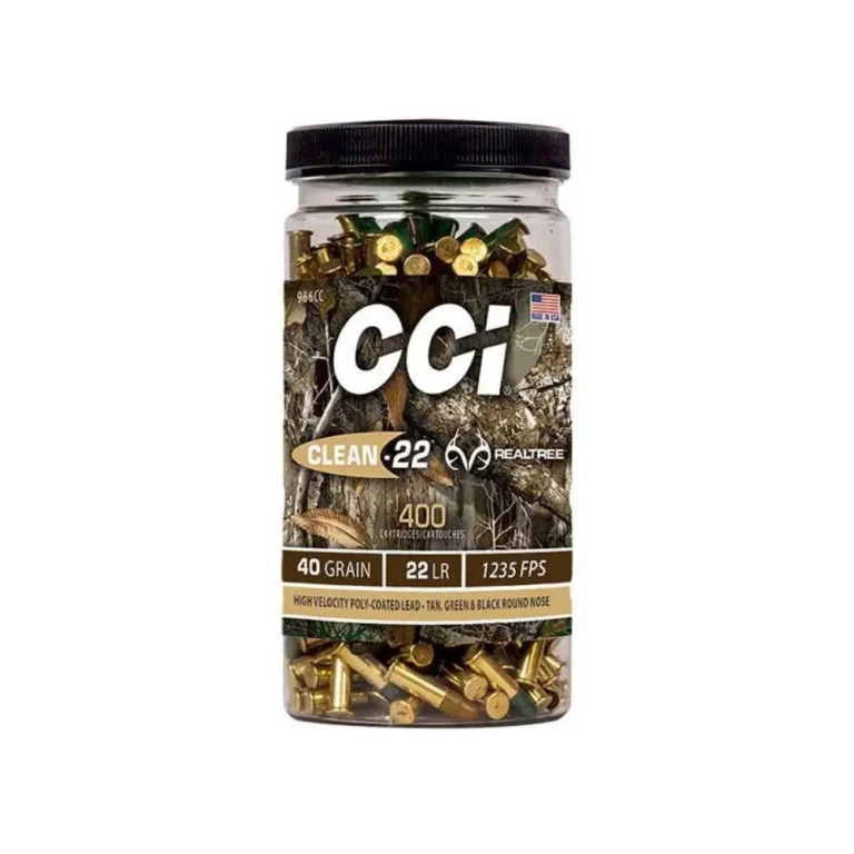 CCI Clean-22 .22 LR 40 gr Lead Round Nose Poly-Coated 400rd box (Green, Tan, Black) – Brass Casing CCI Clean-22 .22 LR 40 gr Lead Round Nose Poly-Coated 400rd box (Green, Tan, Black) – Brass Casing