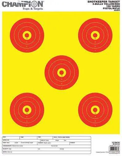 SHOTKEEPER TARGETS 5 BULLS EYE BR YEL/RED LRG 12PK