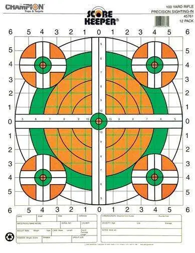 SCORE KEEPER TARGET 100 YD SIGHT-IN RIFLE FLOURESCENT 100PK