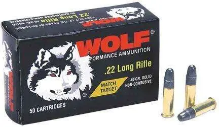 Wolf 22MTB Match Target 22 LR 40 gr Round Nose (RN) 50 Bx/ 100 Cs Wolf 22MTB Match Target 22 LR 40 gr Round Nose (RN) 50 Bx/ 100 Cs