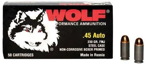 Wolf 45FMJ PolyFormance 45 ACP 230 gr Full Metal Jacket (FMJ) 50 Bx/ 10 Cs Wolf 45FMJ PolyFormance 45 ACP 230 gr Full Metal Jacket (FMJ) 50 Bx/ 10 Cs