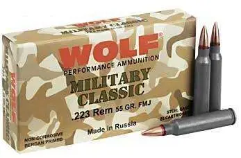 MILCLAS 223 REM 55GR FMJ 20/BOX