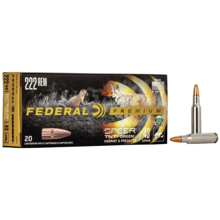 Federal P222D Premium V- Shok 222 Rem 43 gr TNT Green (TNTGRN) 20 Bx/ 10 Cs Federal P222D Premium V- Shok 222 Rem 43 gr TNT Green (TNTGRN) 20 Bx/ 10 Cs