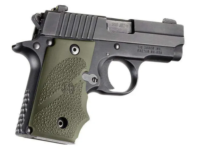 HOGUE RUBBER GRIP SIG P238 W/Finger Grooves OD Green HOGUE RUBBER GRIP SIG P238 W/Finger Grooves OD Green