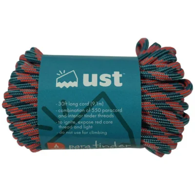 Ultimate Survival ParaTinder 550 Paracord w/Tinder Cord Blue/Red 30′