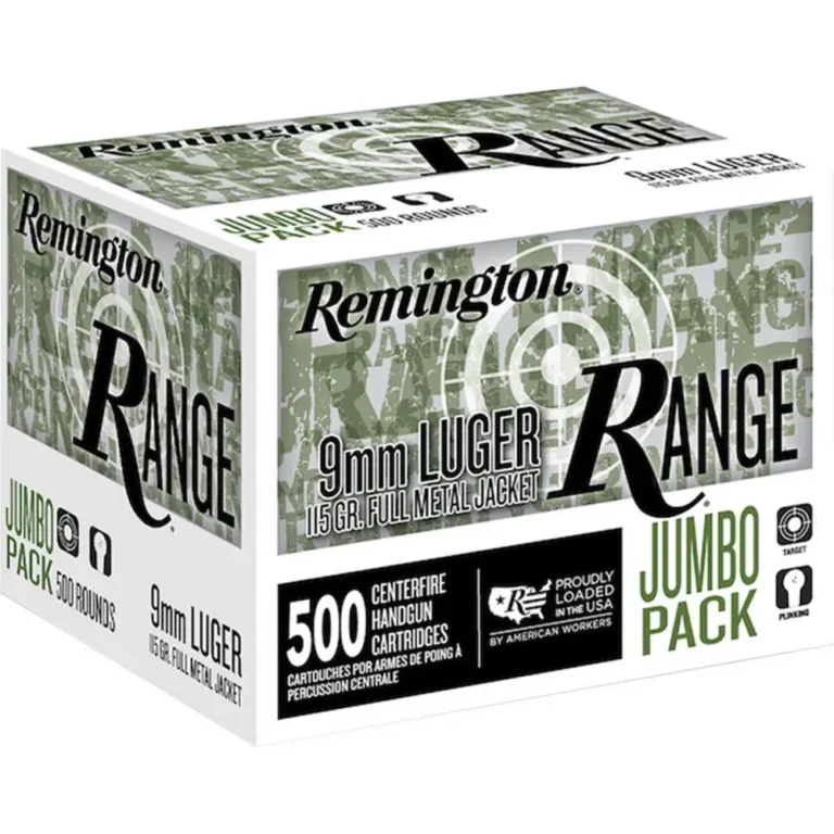 REMINGTON 9MM LUGER 115GR FMJ RANGE HANDGUN AMMO 500RD REMINGTON 9MM LUGER 115GR FMJ RANGE HANDGUN AMMO 500RD