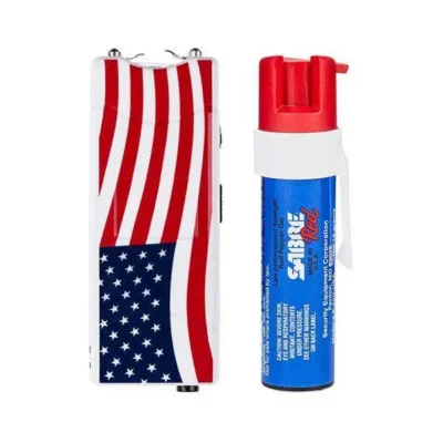 Sabre S7PGUSA USA Stun Gun & Pepper Gel Combo  12 ft Red/White/Blue