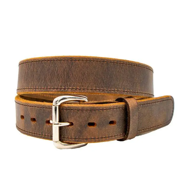 RANCHER CARRY BELT – DOUBLE-PLY LEATHER – RAW EDGE – BROWN – SIZE 40″