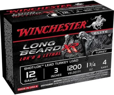 Winchester Ammo STLB123M4 Long Beard XR Shot-Lok Magnum 12 Gauge 3″ 1 7/8 oz 4 S