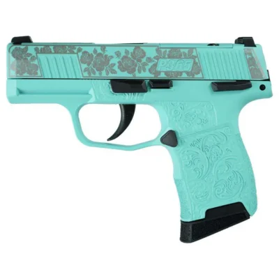 Sig P365-380-BSS-MS Nitron Pistol Full Robins Egg Blue Roses