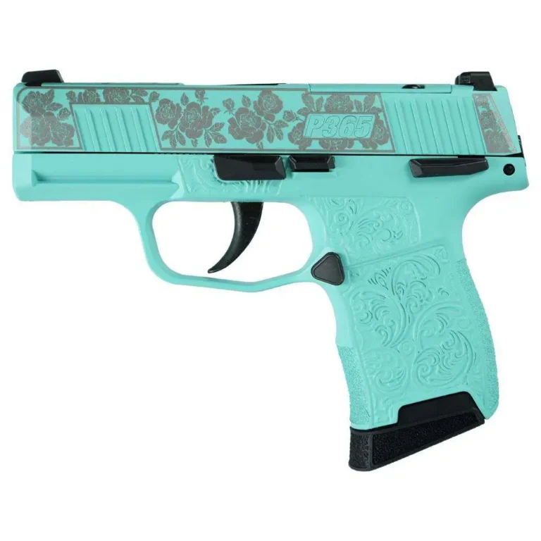 Sig P365-380-BSS-MS Nitron Pistol Full Robins Egg Blue Roses Sig P365-380-BSS-MS Nitron Pistol Full Robins Egg Blue Roses