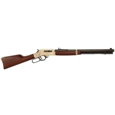 Henry H009B Lever Brass 30-30 Win 5+1 20″ Polished Brass American Walnut Right H