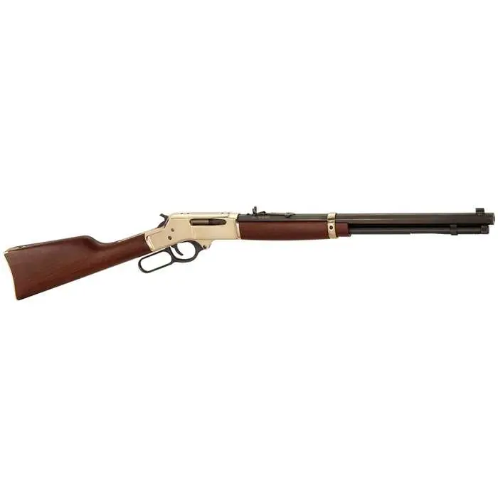 Henry H009B Lever Brass 30-30 Win 5+1 20″ Polished Brass American Walnut Right H Henry H009B Lever Brass 30-30 Win 5+1 20″ Polished Brass American Walnut Right H