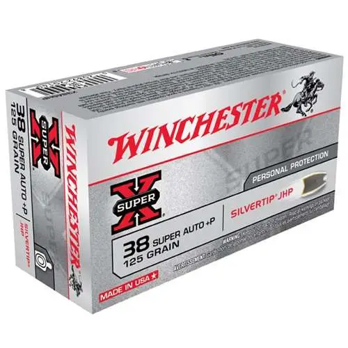 Winchester Ammo X38ASHP Super-X 38 Super +P 125 gr Silvertip Hollow Point 50 Bx Winchester Ammo X38ASHP Super-X 38 Super +P 125 gr Silvertip Hollow Point 50 Bx