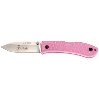 Ka-Bar 4062PK Dozier Hunter 3″ Drop Point Plain Zytel Pink Handle Folding