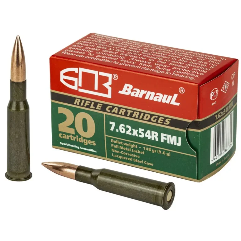 Barnaul 7.62x54R FMJ, 148 grain, steel case, 20 rounds