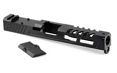 Zaffiri Precision ZPS.2, Optics Ready Stripped Slide, RMR Footprint, Lightening Cuts, Cerakote Finish, Armor Black, For Glock 17 Gen 3, Includes Black Anodized Optics Plate Cover and Screws ZPS.2.17.BLK