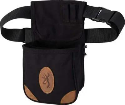 Browning 121388992 Lona Shell Pouch Black/Tan Canvas/Leather Adjustable