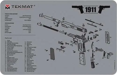 BECK TEK, LLC (TEKMAT) R171911GY 1911 Cleaning Mat Printed 1911 Illustration Gr BECK TEK, LLC (TEKMAT) R171911GY 1911 Cleaning Mat Printed 1911 Illustration Gr