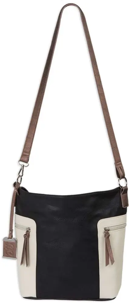 Bulldog BDP070 Convertible Hobo/Crossbody Style Purse Black/Tan Leather Shoulder Bulldog BDP070 Convertible Hobo/Crossbody Style Purse Black/Tan Leather Shoulder