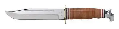Ka-Bar 1235 Marine Hunter Leather Handle 5.88″ Clip Point Plain Leather Handle W Ka-Bar 1235 Marine Hunter Leather Handle 5.88″ Clip Point Plain Leather Handle W