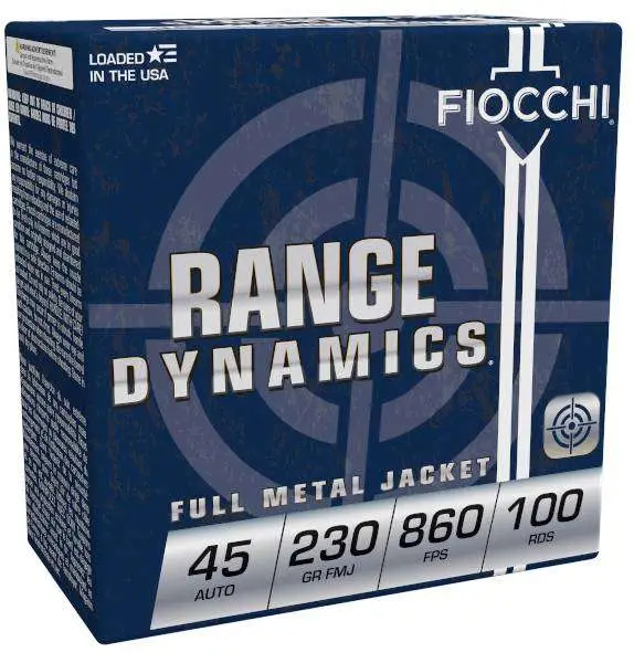 Fiocchi 45ARD100 Range Dynamics  45 ACP 230 gr Full Metal Jacket (FMJ) 100 Bx/ 5