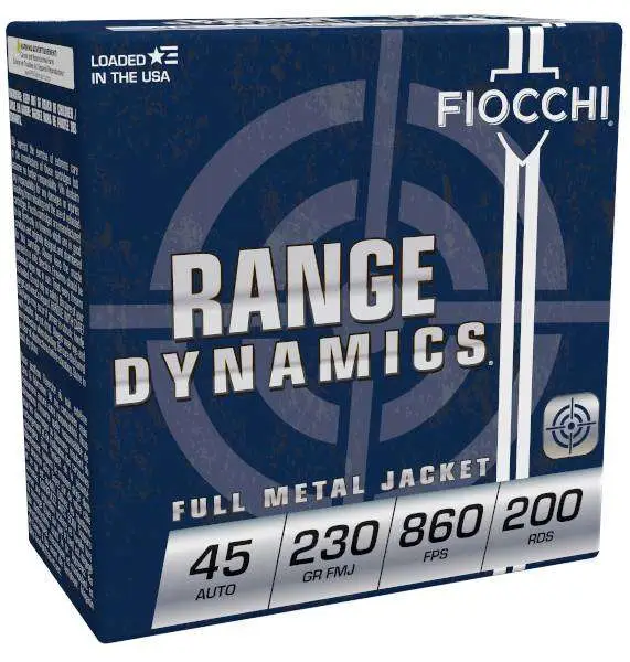 Fiocchi 45ARD Range Dynamics  45 ACP 230 gr Full Metal Jacket (FMJ) 200 Bx/ 3 Cs