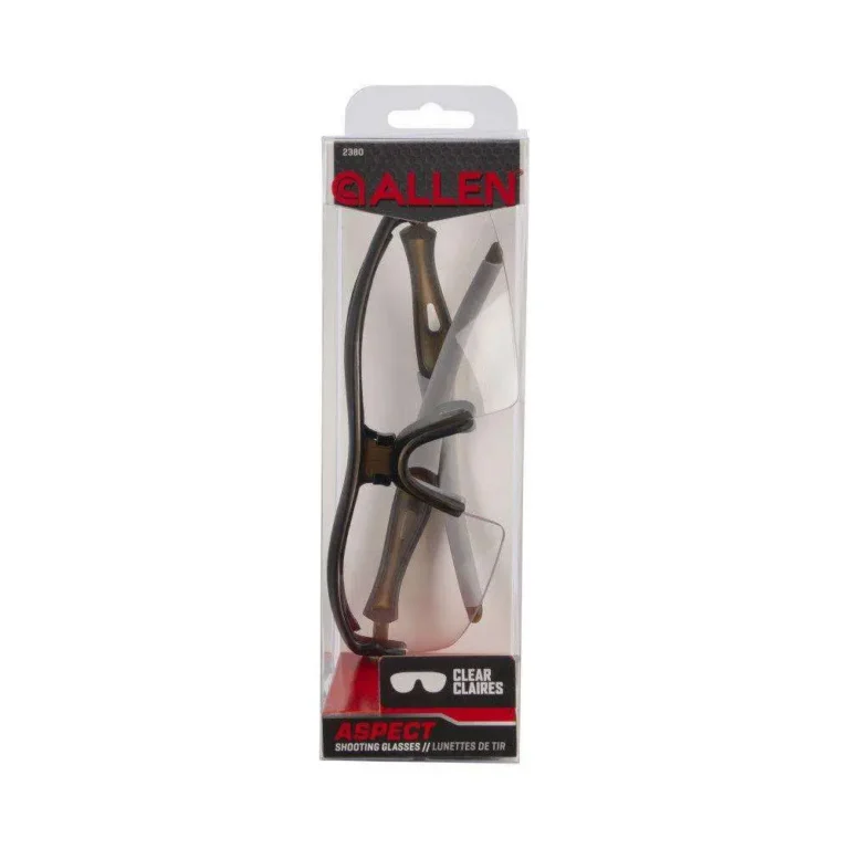 Allen 2380 Aspect Shooting & Safety Glasses 100% UV Rated Anti-Scratch Clear Lens Allen 2380 Aspect Shooting & Safety Glasses 100% UV Rated Anti-Scratch Clear Lens