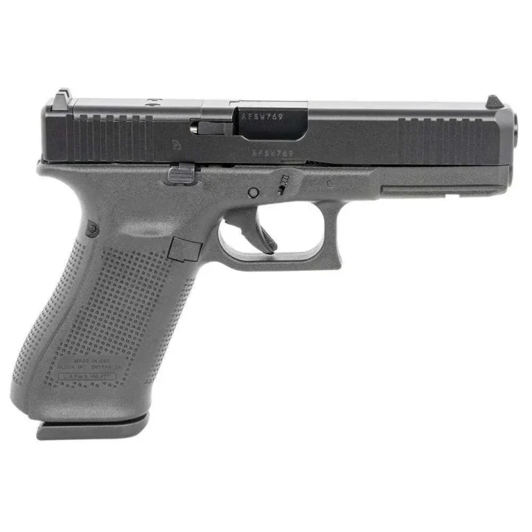 Glock G17517MOSUS G17 Gen5 MOS 9mm Luger Caliber with 4.49″ Glock Marksman Barrel, 17+1 Capacity, Overall Black Finish, Serrated/MOS Cut nDLC Steel Slide & Rough Texture Interchangeable Backstraps Grip (US Made) Glock G17517MOSUS G17 Gen5 MOS 9mm Luger Caliber with 4.49″ Glock Marksman Barrel, 17+1 Capacity, Overall Black Finish, Serrated/MOS Cut nDLC Steel Slide & Rough Texture Interchangeable Backstraps Grip (US Made)