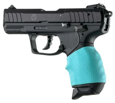 Hogue 18004 HandAll Jr. Grip Sleeve Most 22, 25, 38 Pistols Textured Rubber Aqua