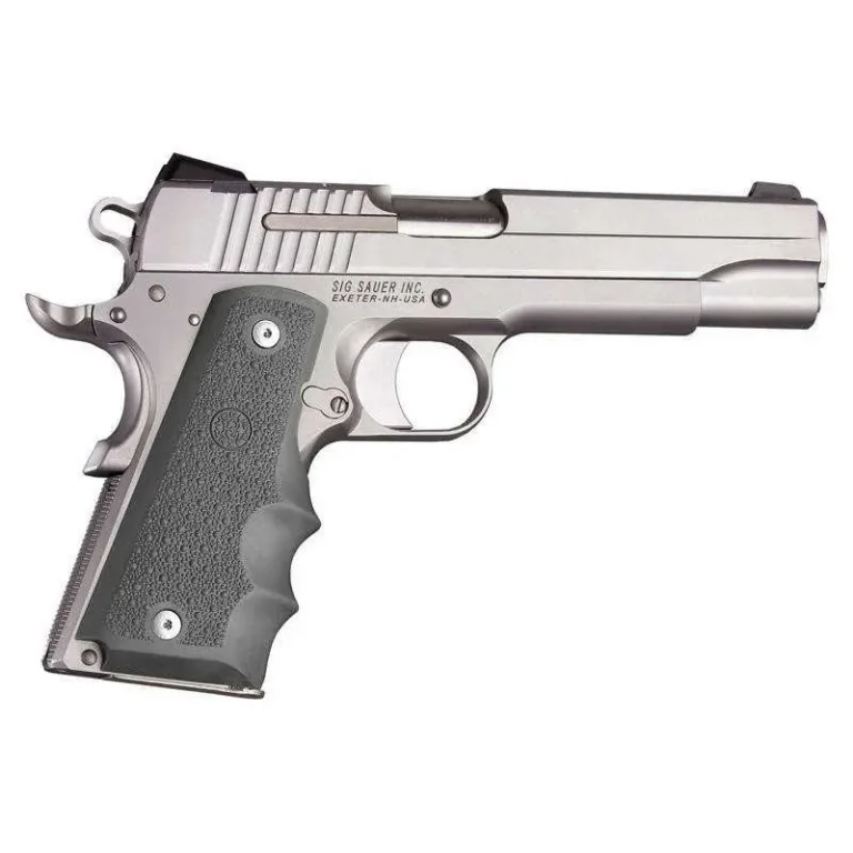 HOGUE 1911 GOVERNMENT PANELS W/FINGER GROOVES RUBER Slate Grey HOGUE 1911 GOVERNMENT PANELS W/FINGER GROOVES RUBER Slate Grey