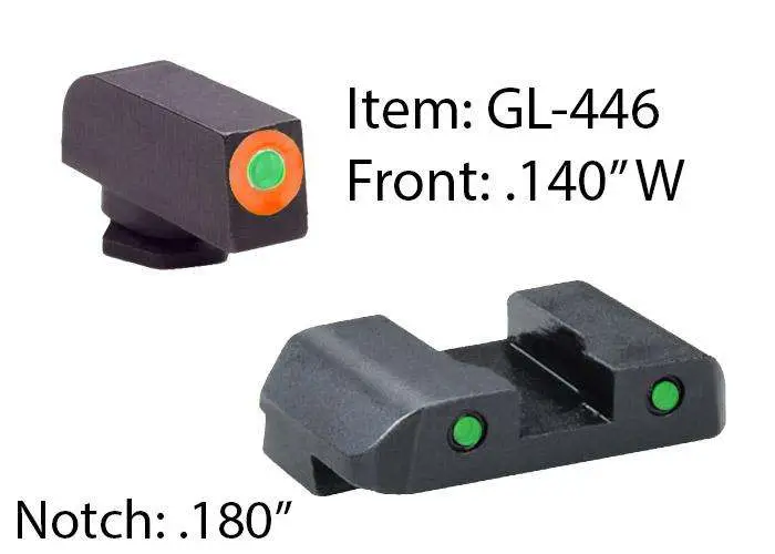 AmeriGlo GL446 Spartan Operator  Fits Glock 17/19 Tritium Green w/Orange Outline