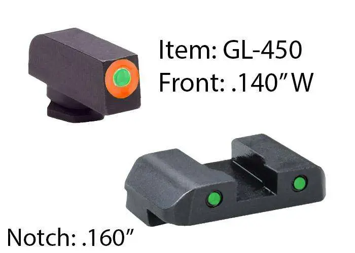 AmeriGlo GL450 Spartan Operator  Fits Glock 42/43 Tritium Green w/Orange Outline