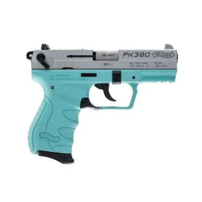 Walther Arms 5050325 PK380  380 ACP 3.66″ 8+1 Angel Blue Stainless Steel Cerakot