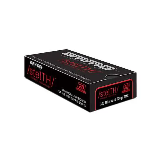 Ammo Inc 300B220TMCSTLA20 stelTH 300 Blackout 220 gr Total Metal Jacket (TMJ) 20 Per Box/10 Cs Ammo Inc 300B220TMCSTLA20 stelTH 300 Blackout 220 gr Total Metal Jacket (TMJ) 20 Per Box/10 Cs